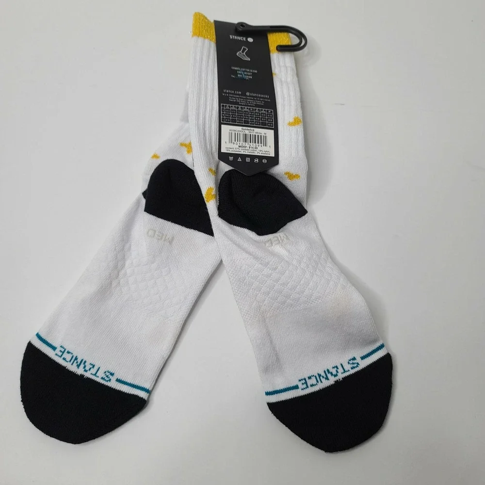 Stance Superbad Movie Goldslick White Gold Socks Medium A558C20GOL NWT